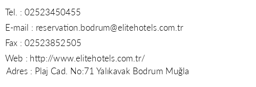 Elite Hotel telefon numaraları, faks, e-mail, posta adresi ve iletişim bilgileri